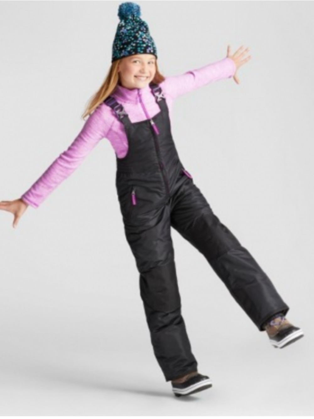 Size XS. Kids Black Snow Bib Pants